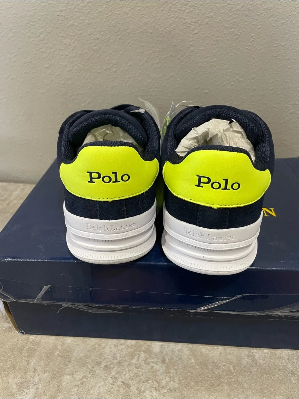 Polo by Ralph Lauren Navy with Neon Yellow Accent Low-Top Sneaker